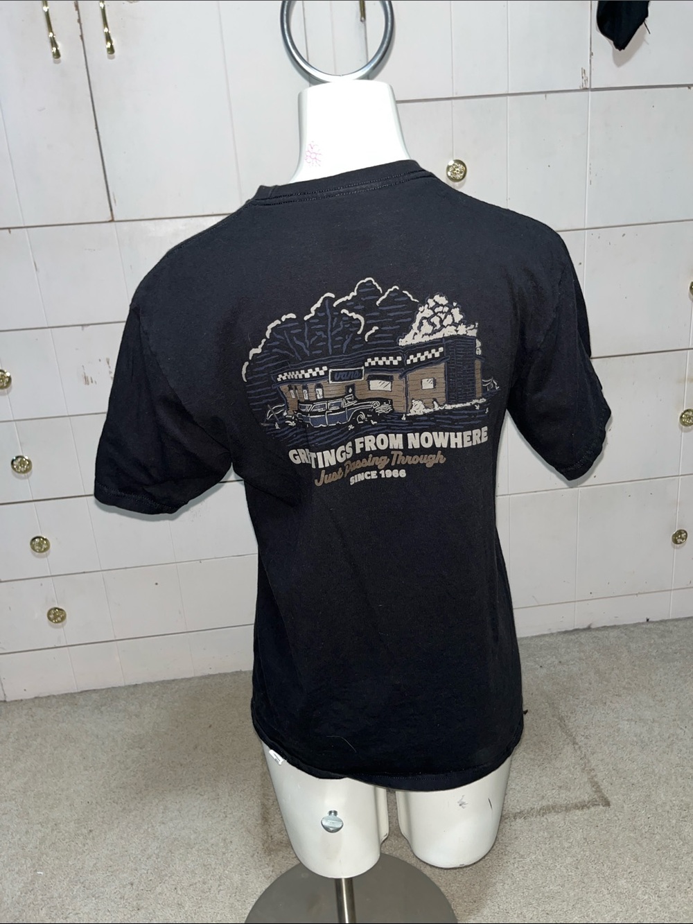 Vans Black Short Sleeve Crewneck Tee with Small Chest Script